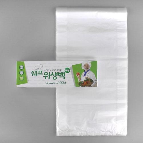 아이윙스-아이윙스 쉐프 위생백 대형 100매 30x45cm 일회용 위생봉투 크린백 비닐봉투 (2개)