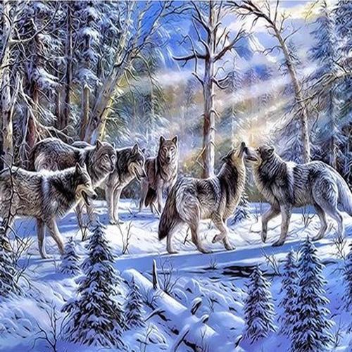 아이윙스-아이윙스 40000 피포페인팅 Q3299 Wolves in the Snow DIY명화그리기 DIY그림그리기