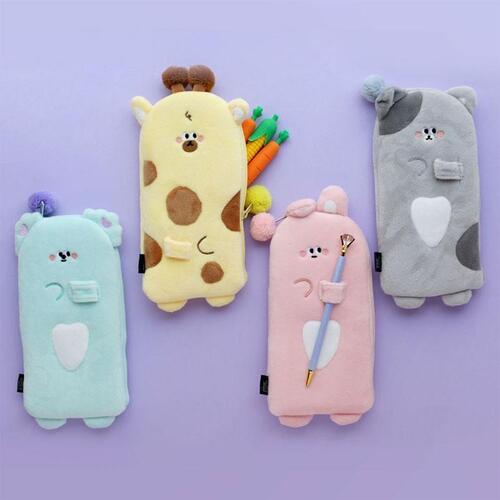 아이윙스-아이윙스 7000 핑크풋 동물친구들 슬림 봉제필통 어린이 학생 단체선물