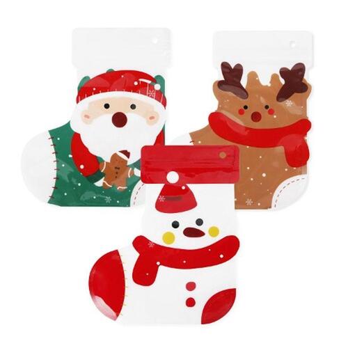 아이윙스-크리스마스 양말 지퍼백 산타 루돌프 눈사람 (6개)