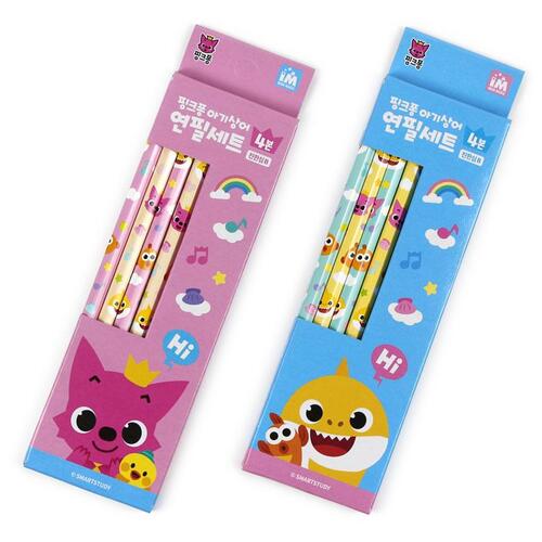 아이윙스-1000 핑크퐁 아기상어 4본 연필세트 어린이집 유치원 초등학교 학원교회  단체선물 (6개)