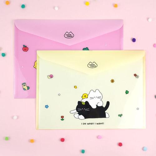 아이윙스-A4 냥냥 가로봉투파일 (4개) 어린이집 유치원 초등학교 신학기 입학선물 졸업선물