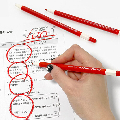 아이윙스-빨간 채점펜 노크식 채점용 색연필 3mm (5개)