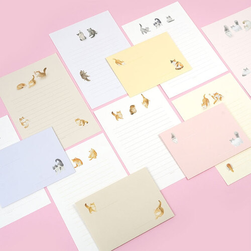 아이윙스-수채화 고양이 편지지 (4개) 어린이집 유치원 초등학교 신학기 입학선물 졸업선물