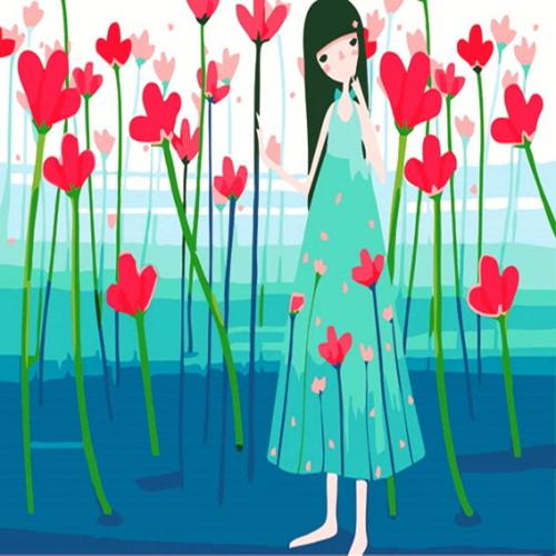 아이윙스-아이윙스 피포페인팅 A88 꽃과소녀 30x40 DIY명화그리기 셀프페인팅